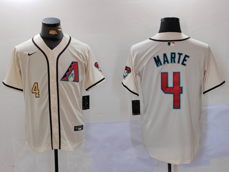 Men Arizona Diamondback #4 Marte Cream Game 2024 Nike MLB Jersey style 9122->indianapolis colts->NFL Jersey